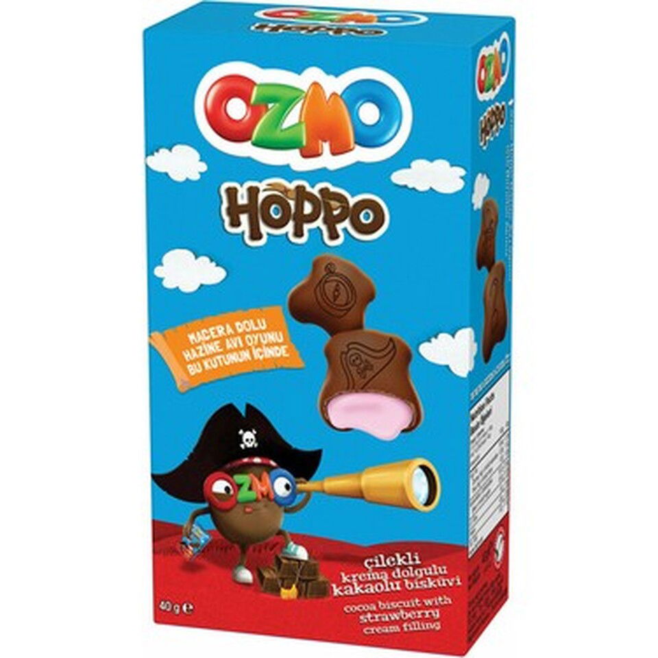 OZMO BİSKÜVİ ÇİKOLATALI 40 GR.-HOPPO ÇİLEKLİ